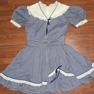 Vtg. Handmade gingham Circle Dress Square Dance Rockabilly Prairie Swing Western